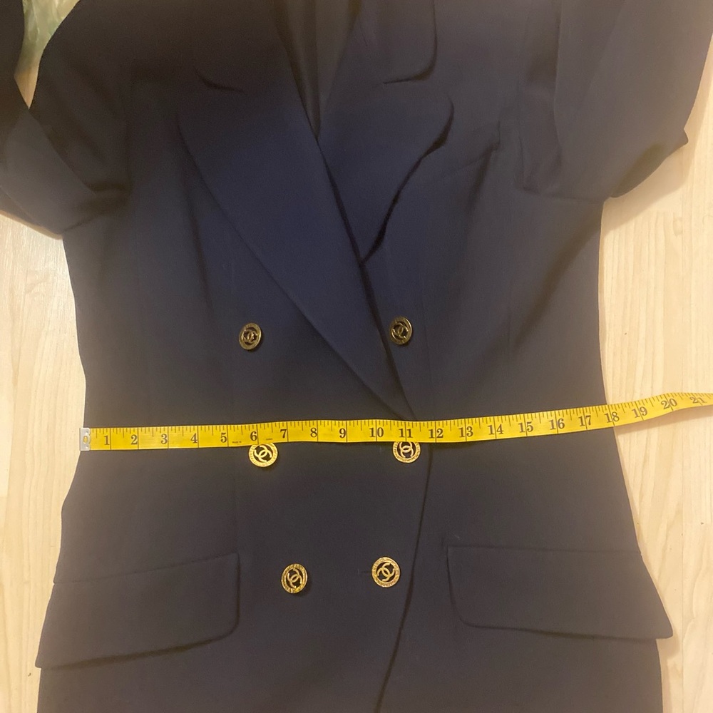 Vintage Chanel Boutique Navy Blue Double-Breasted CC Button Blazer - Picture 12 of 16